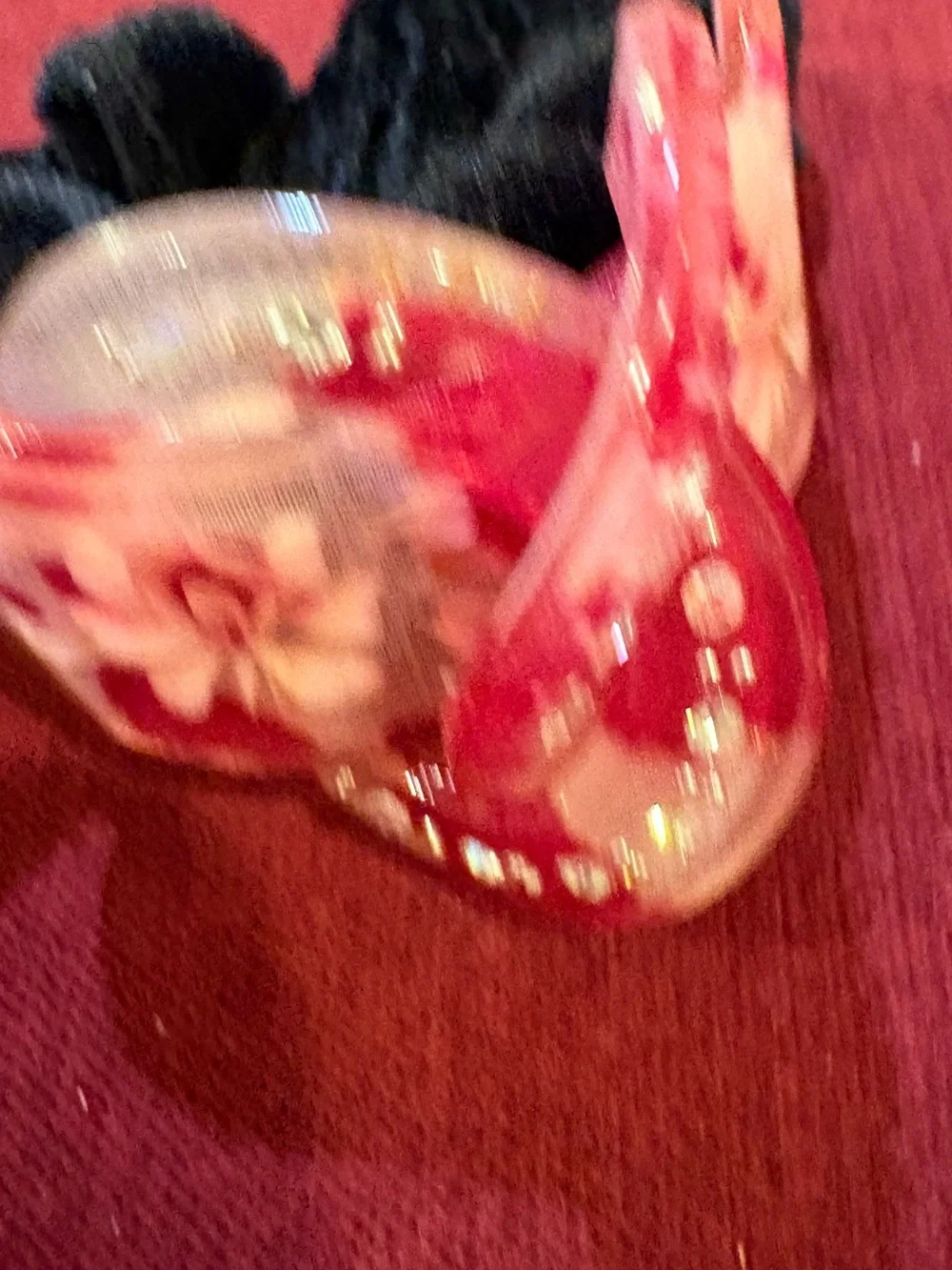 Never Use Black Velvet Hair Tie with Rose w/Diamanté Resin Ornament
